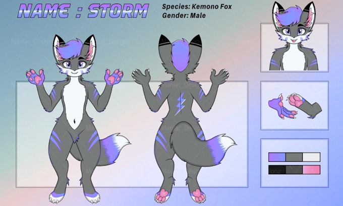 draw kemono furry ref sheet hybrid anthro icon canine feral oc reference sheet