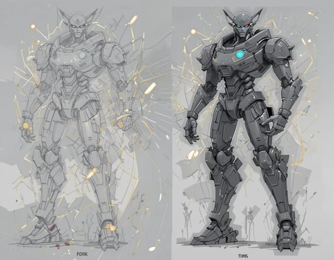 draw concept mecha robot for your character