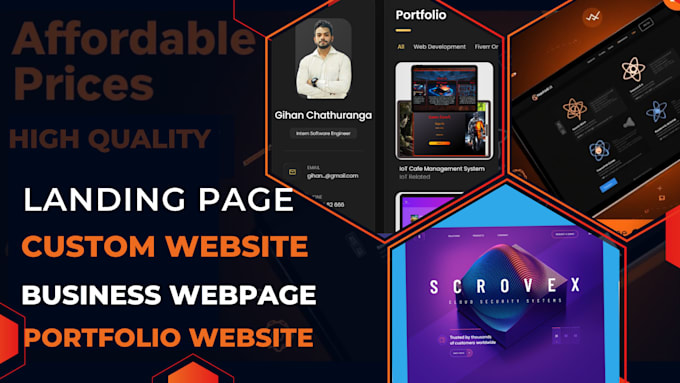 develop modern business website, custom website, portfolios