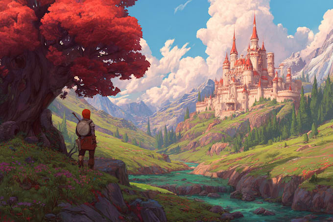 draw fantasy landscape or enviroment art