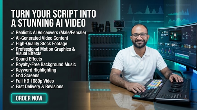 create video from script, article or voiceover using stock footage and ai video