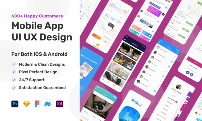 do mobile app design UI for ios and android, or web design and paywall UI