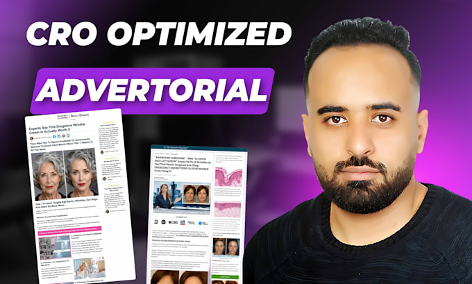 deliver 2 cro shopify advertorial gempages for beauty, skin care