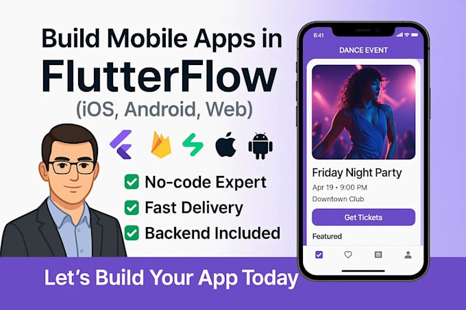 create ios, android, web apps using flutterflow, supabase