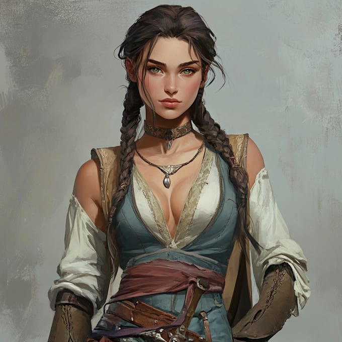 character waist up painting in my style original character