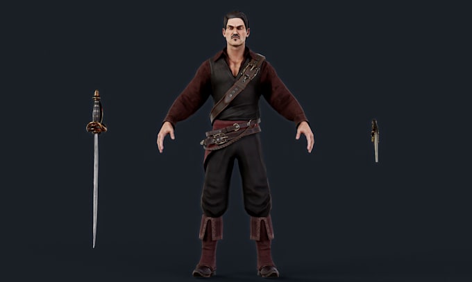 make 3d unity,ue game character,epic,humanoid rig,idle animate,viking model,xgen
