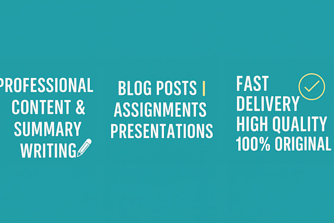 write high quality content writing summary, assignment etc