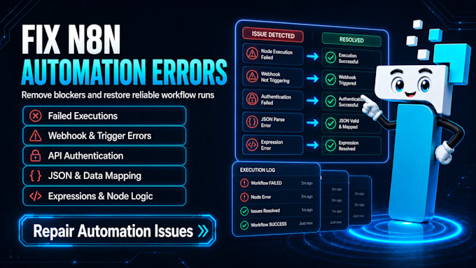 troubleshoot and fix n8n automation workflows