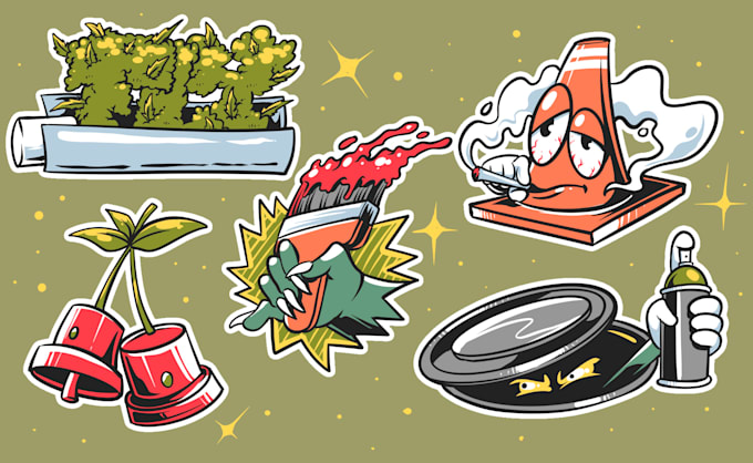 draw custom pop art or street art illustration sticker packs
