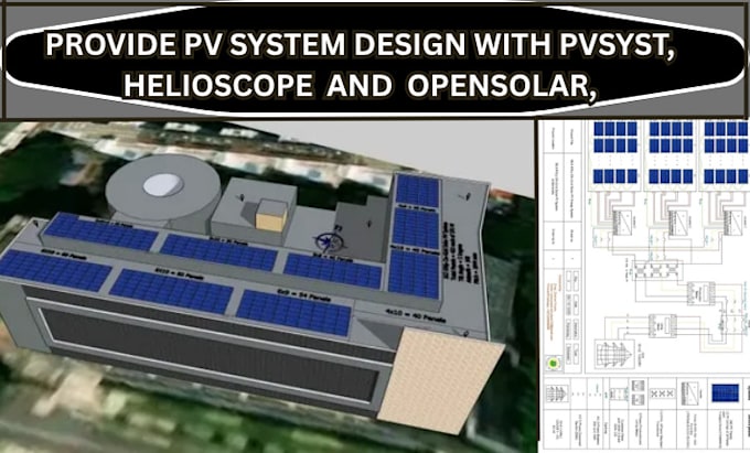 provide pv system design with pvsyst, helioscope, opensolar, autocad,  sketchup