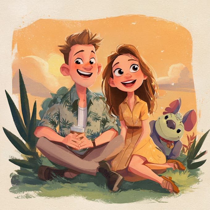 make a disney children cartoon illustration