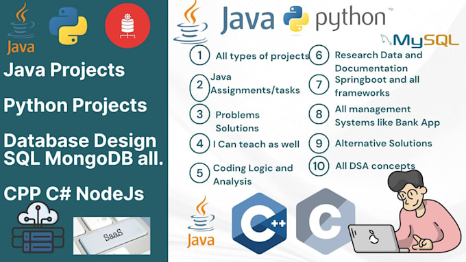 do java se python projects full database design sql tasks