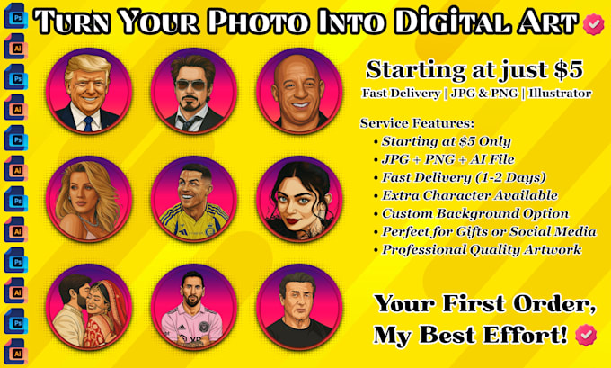 draw a custom vector portrait illustration from your photo