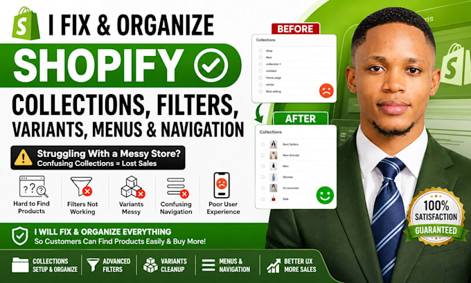 fix shopify collections, filters, variants, menus and navigation