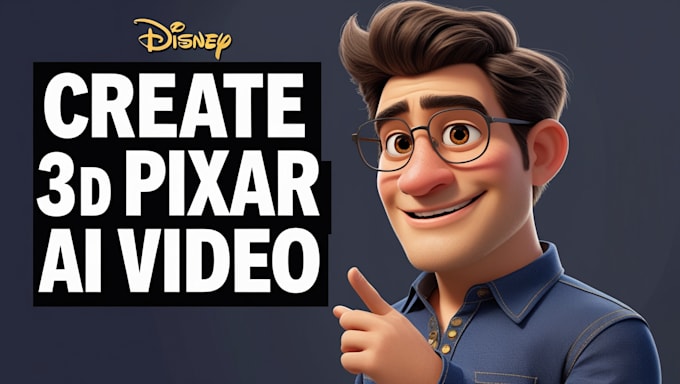 create 3d disney pixar style ai animation video, animate cartoon ai art picture