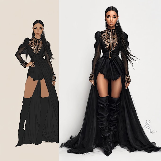 custom fashion flat sketches tailored to your designs