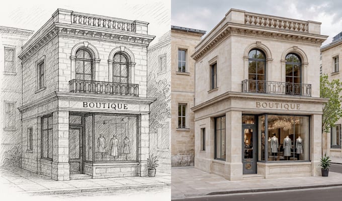 expertly render your architectural sketch with ai