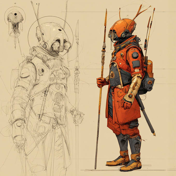 Draw sci fi or fantasy concept art illustration characters by ...