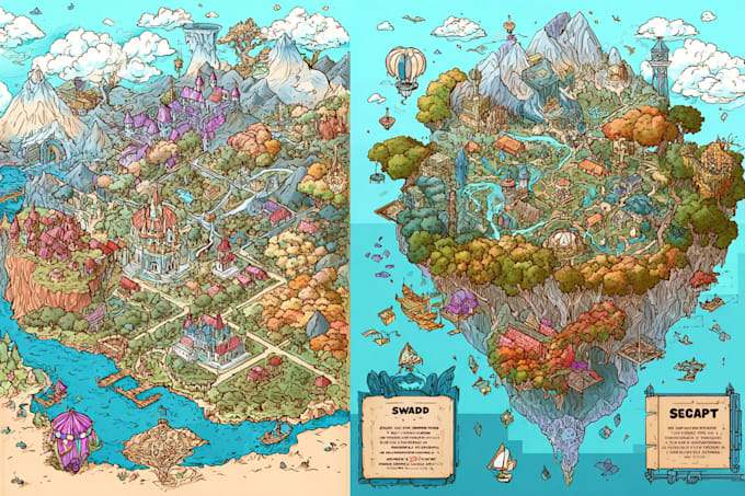 create event, tourist, and fantasy map illustration