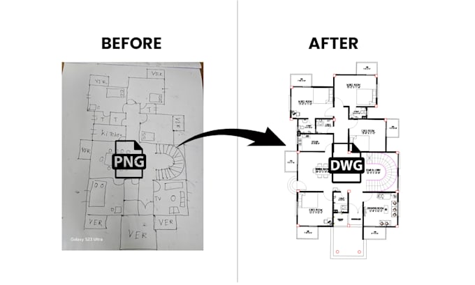 convert your pdf, image or hand sketch to  autocad dwg