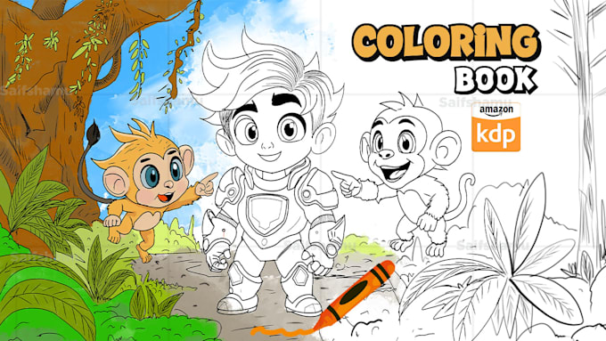 simple and bold line art for kids coloring books