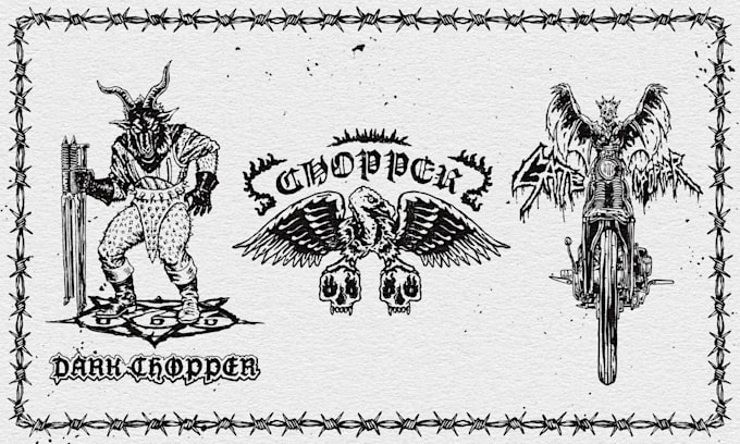 draw black and white dark vintage illustration
