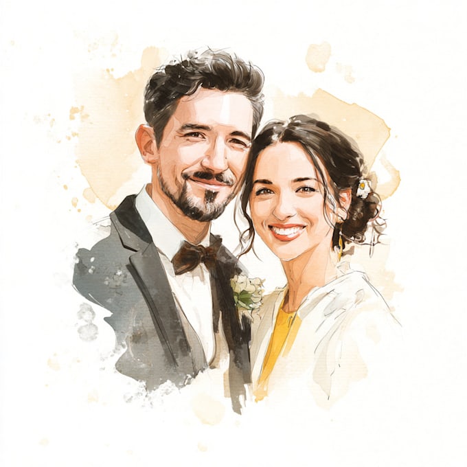 draw a cute cartoon couple portrait