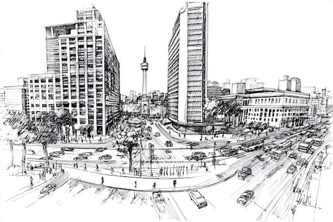 draw architecture and urban design sketches