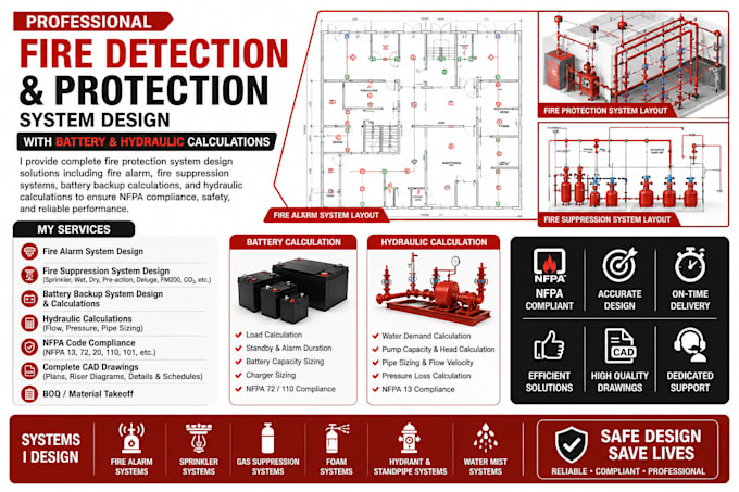 design fire detection and protection systems with  calculation