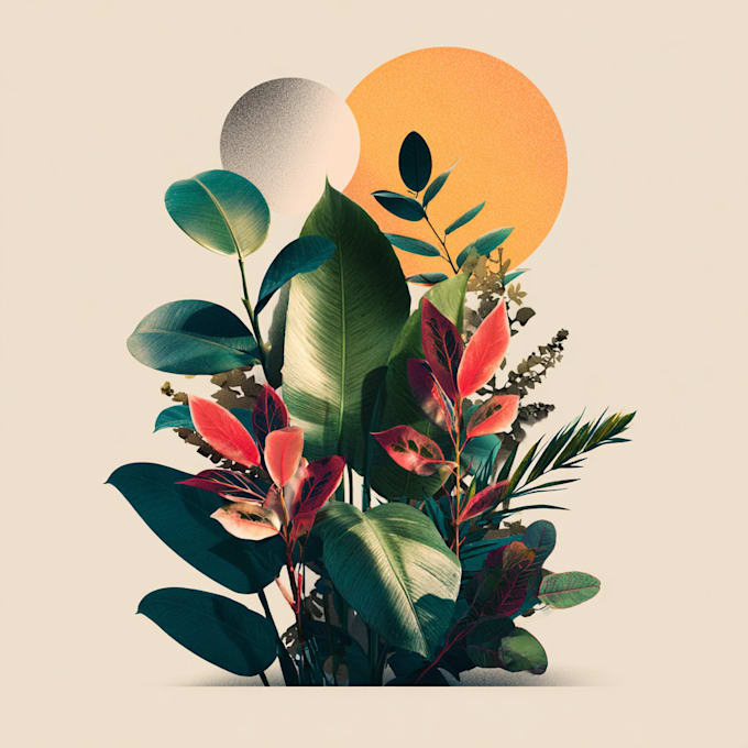 line art illustrations, botanical flowers, plants