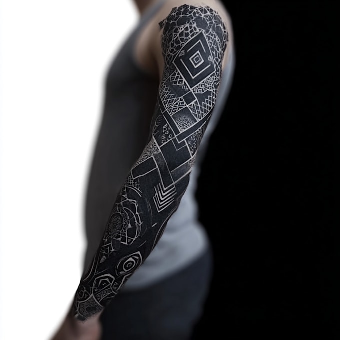 create sleeve tattoo design in geometric style