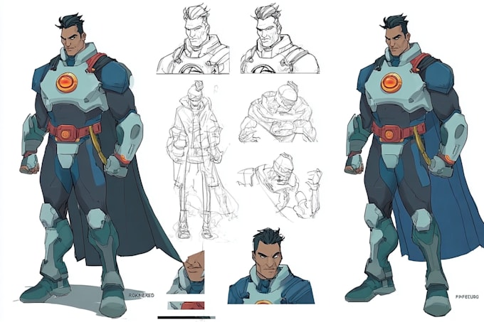 design premium superhero caricature character