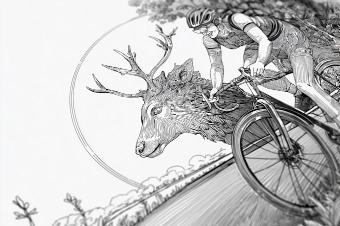 draw illustrations in black and white, characters, objects