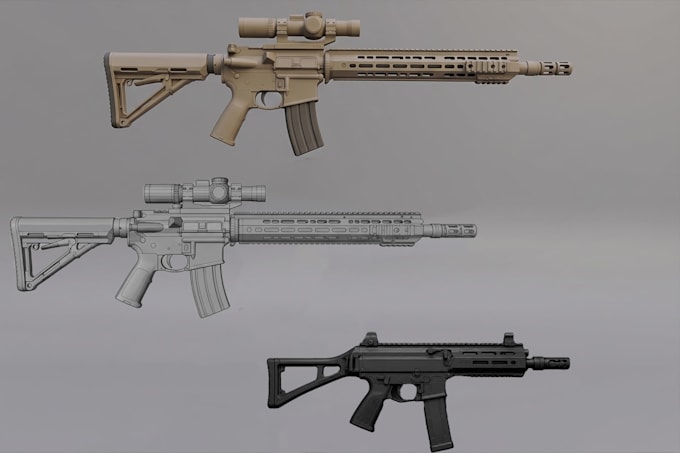 create custom 3d weapon models for games and 3d printing