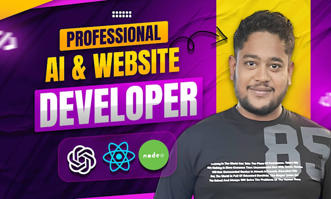 do custom ai website development as full stack developer, front end developer