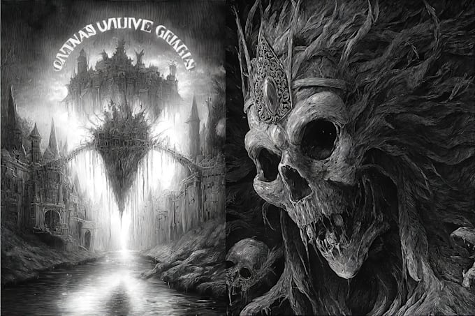 draw black and white ink and pencil illustration
