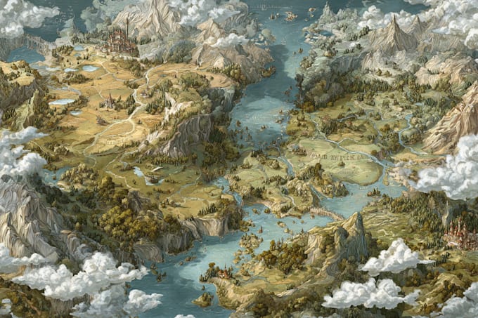 illustration map design 3d isometric fantasy map