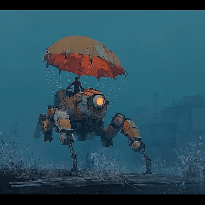 custom futuristic mecha robot character illustration art