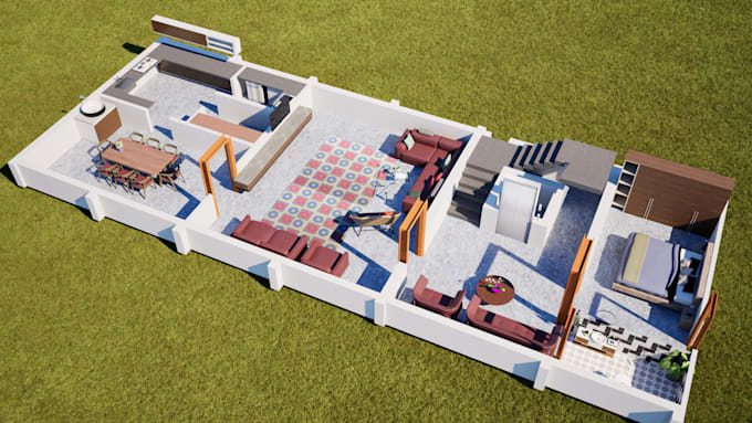 Simple 2d Model Room Convert 2d floor plans to 3d model rooms by Krithic_ck | Fiverr
