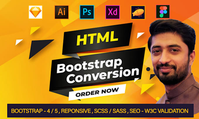 convert figma to html, xd to html, psd to html responsive bootstrap 5