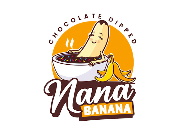 do modern custom fruit, banana logo design