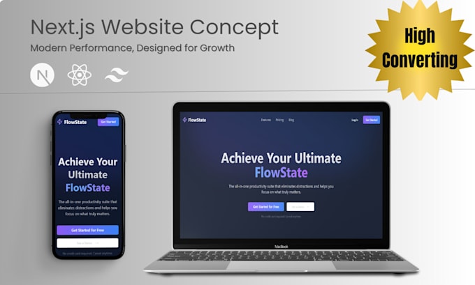 build a next js and react landing page with tailwind CSS