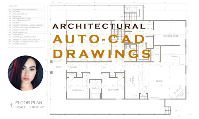 draw your architectural floor plan,full set, city permit drawings using autocad