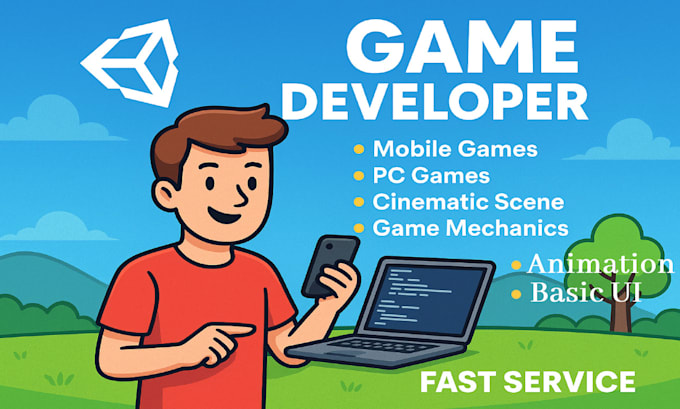 develop a complete 2d or 3d unity game for PC or mobile