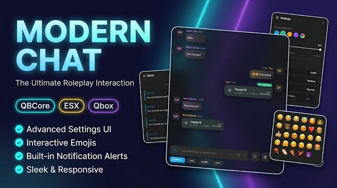 provide a professional fivem modern chat script