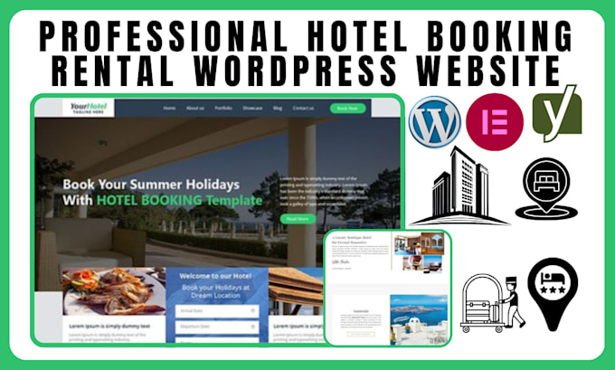 design a professional hotel booking, rental, guest lodge wordpress website
