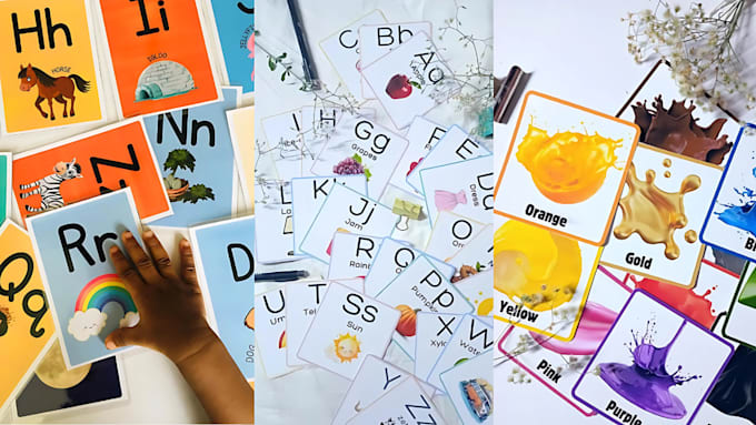 design card game kid educational flash cards mockup template match cards