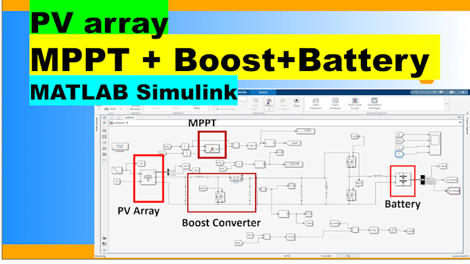 simulate solar pv mppt boost converter with battery in matlab simulink