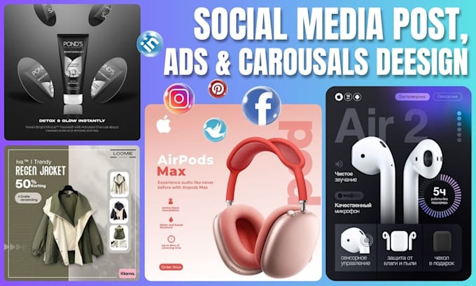 create eye catching social media posts, ads and carousels
