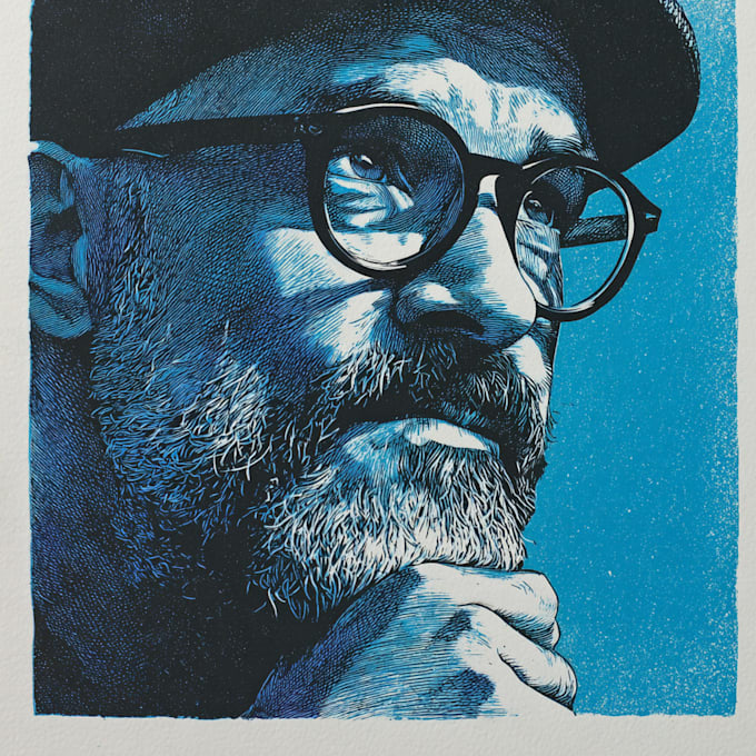 create a portrait print linocut